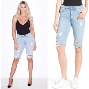 Like New Good American Destroyed Denim Bermuda’s